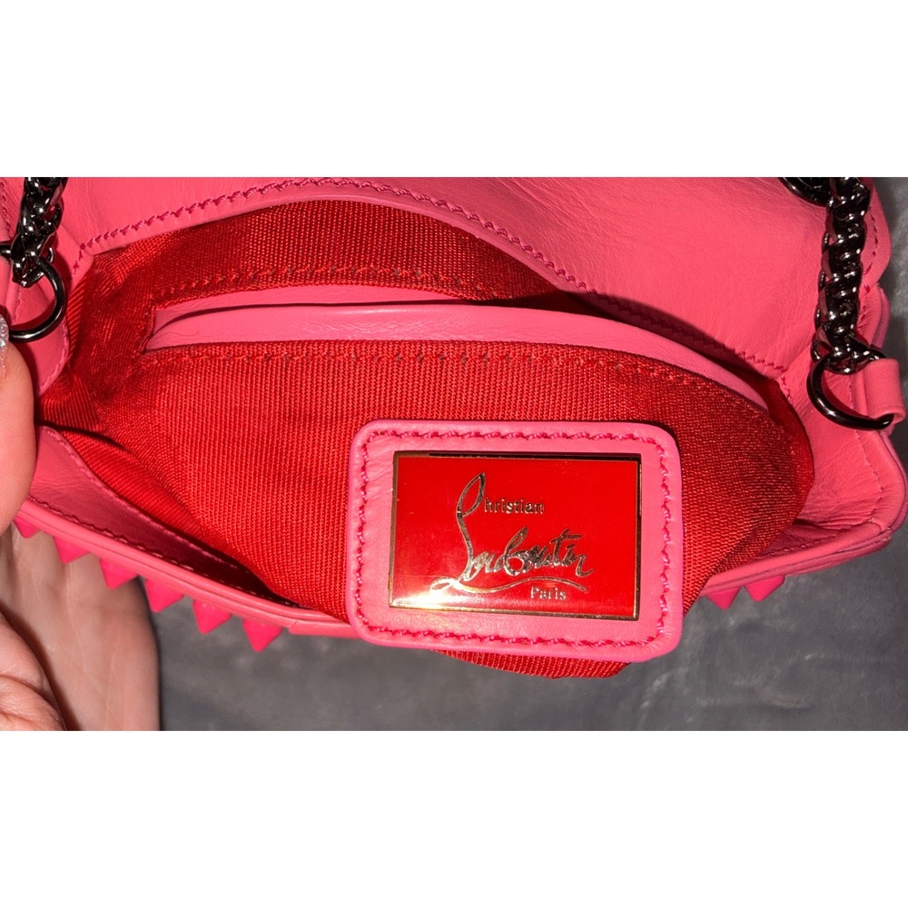 Christian Louboutin Sweet Charity Spiked Mini Shoulder Bag Neon Pink Leather - Picture 9 of 16